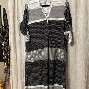 Soft Polka Dot Black and Gray Dress